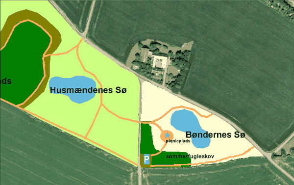 Kort over den planlagte sommerfugleskov kort over sommerfugleskov
